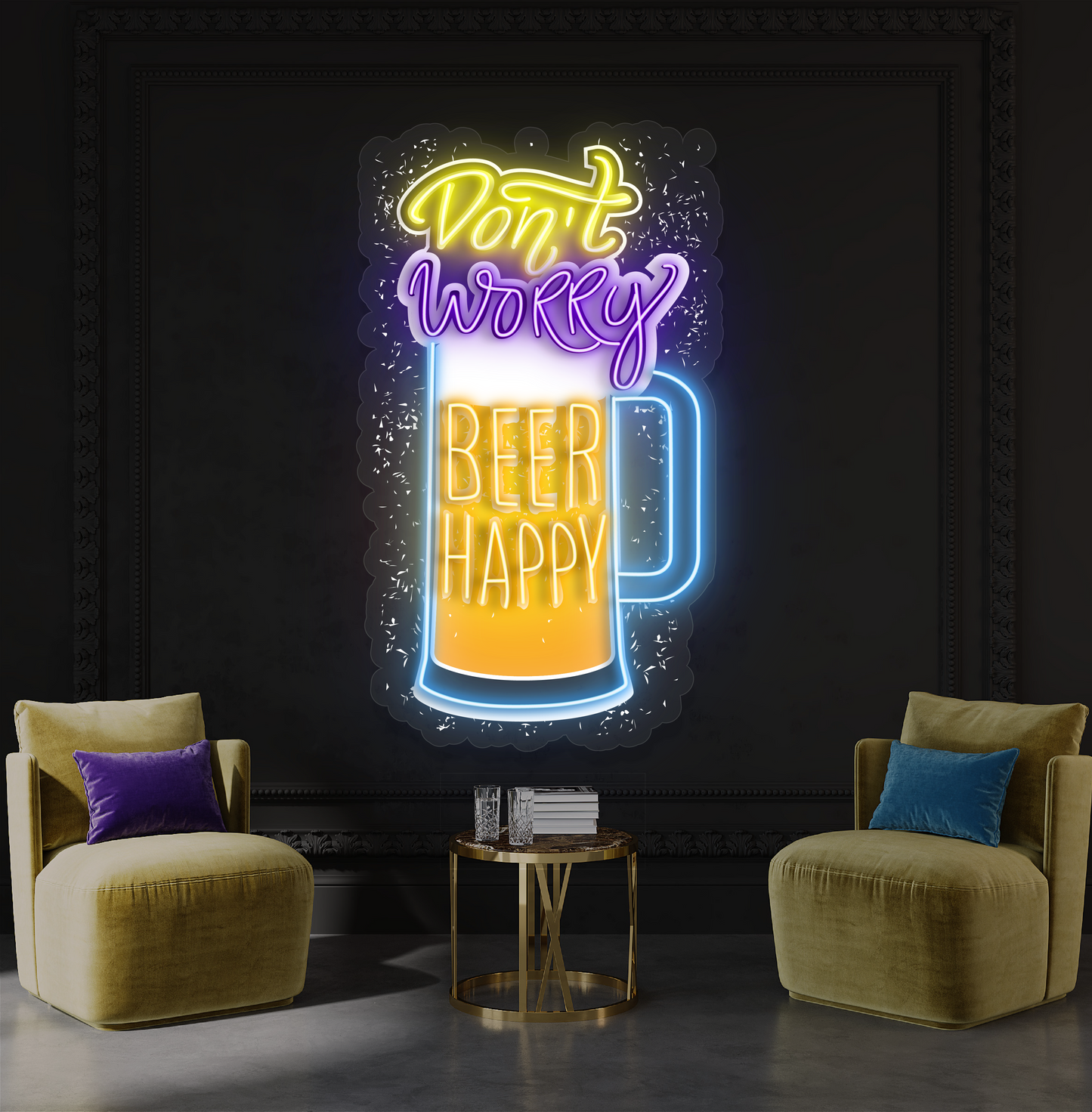 Don't Worry Beer Happy Artwork Led Neon Sign