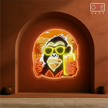 Cool Monkey Cheers Artwork Led Neon Sign