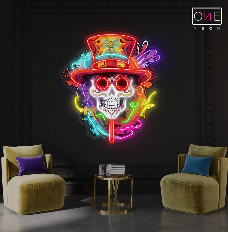 Colorful Skull Fiesta Artwork Led Neon Sign