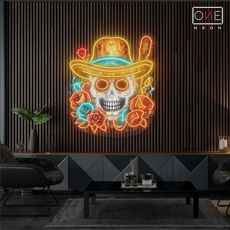 Skull of Roses Artwork Led Neon Sign