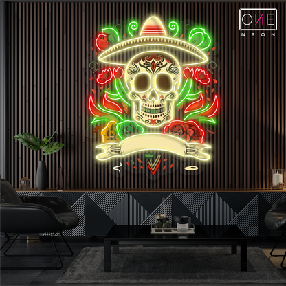 Fiesta Skull Artwork Led Neon Sign