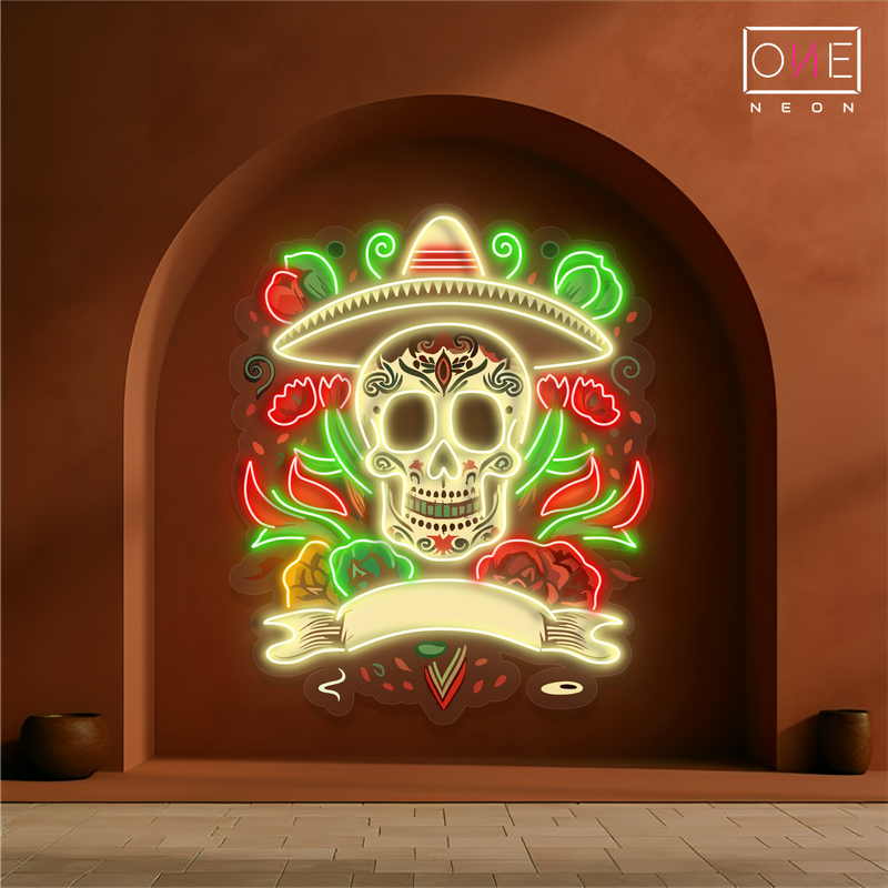 Fiesta Skull Artwork Led Neon Sign