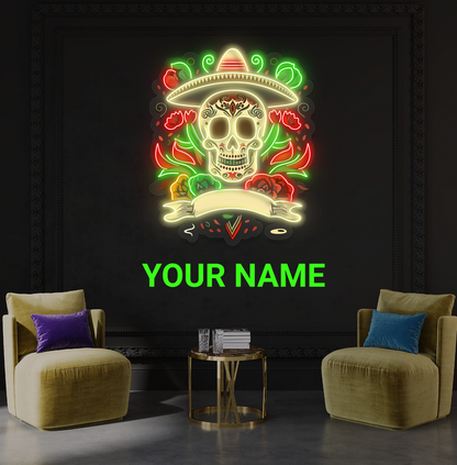 Fiesta Skull Artwork Led Neon Sign