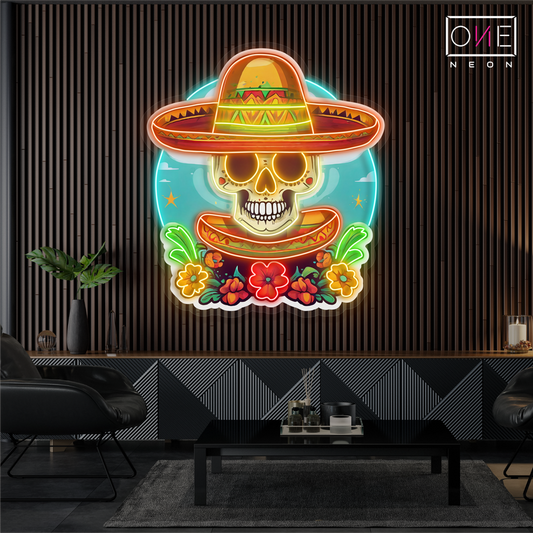 Sombrero Skull Artwork Led Neon Sign