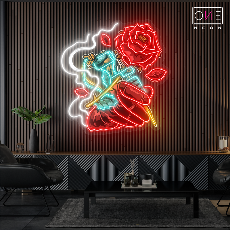 Tattoo Rose Artwork Led Neon Sign