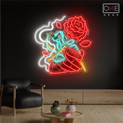 Tattoo Rose Artwork Led Neon Sign