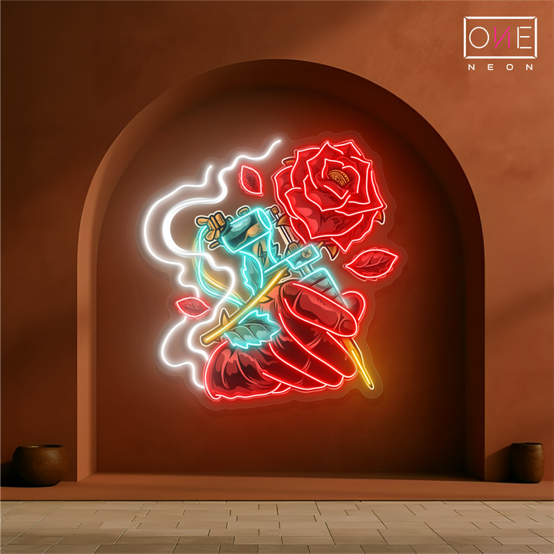 Tattoo Rose Artwork Led Neon Sign