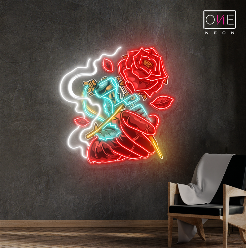 Tattoo Rose Artwork Led Neon Sign