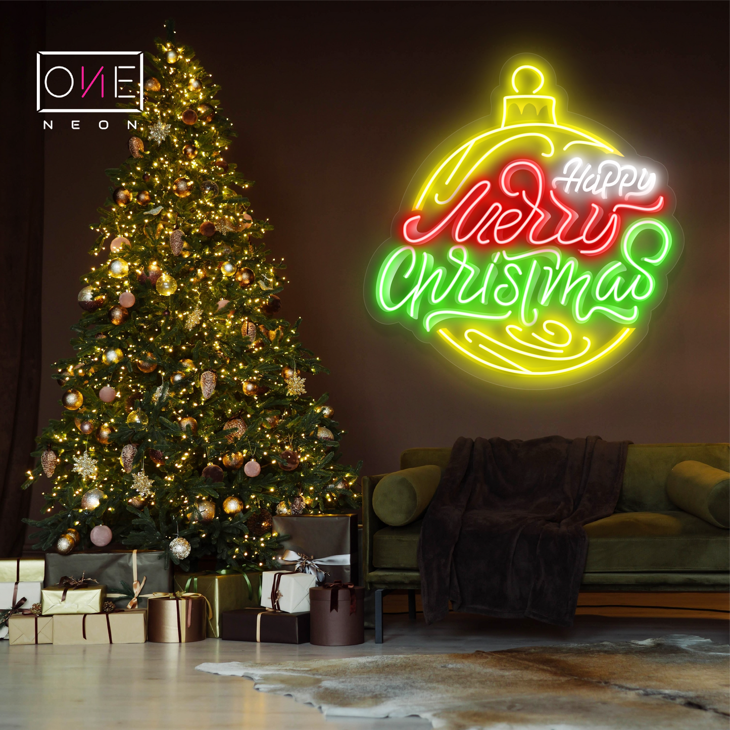 Christmas Bauble Cheer Artwork Led Neon Sign