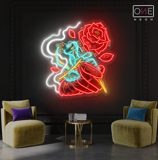 Tattoo Rose Artwork Led Neon Sign