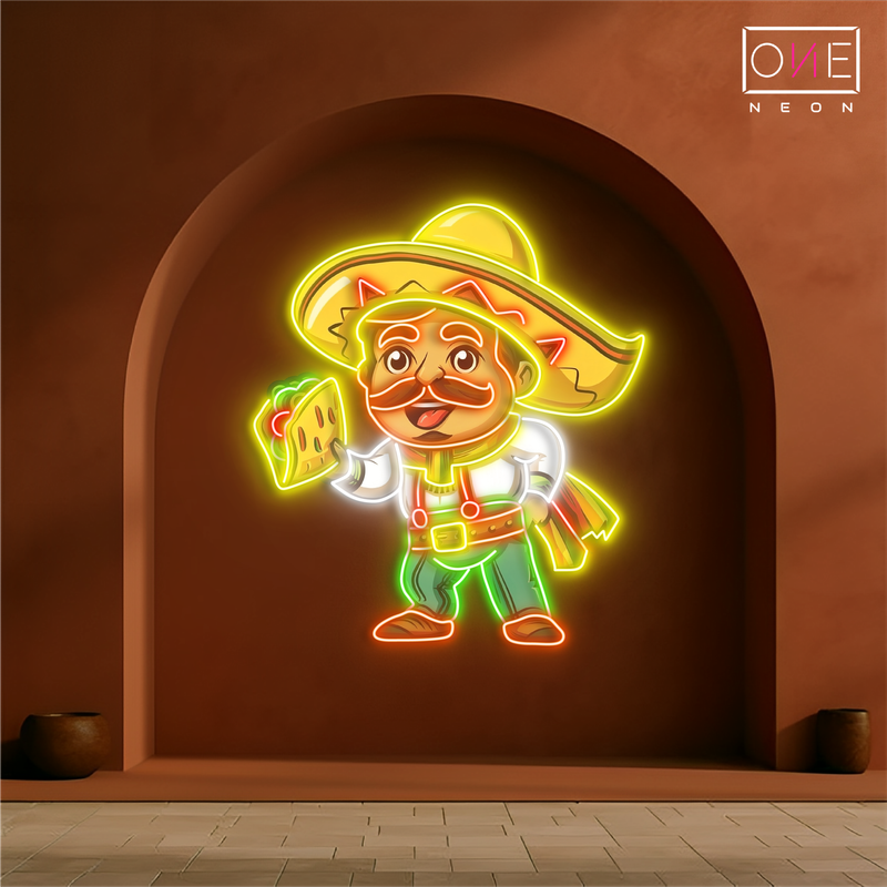 Panneau néon à LED Taco Guy Artwork