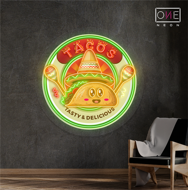 Tacos Tasty & Delicious Artwork Led Neon Sign