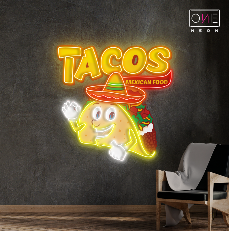 Tacos Mexican Food Artwork Led Neon Sign