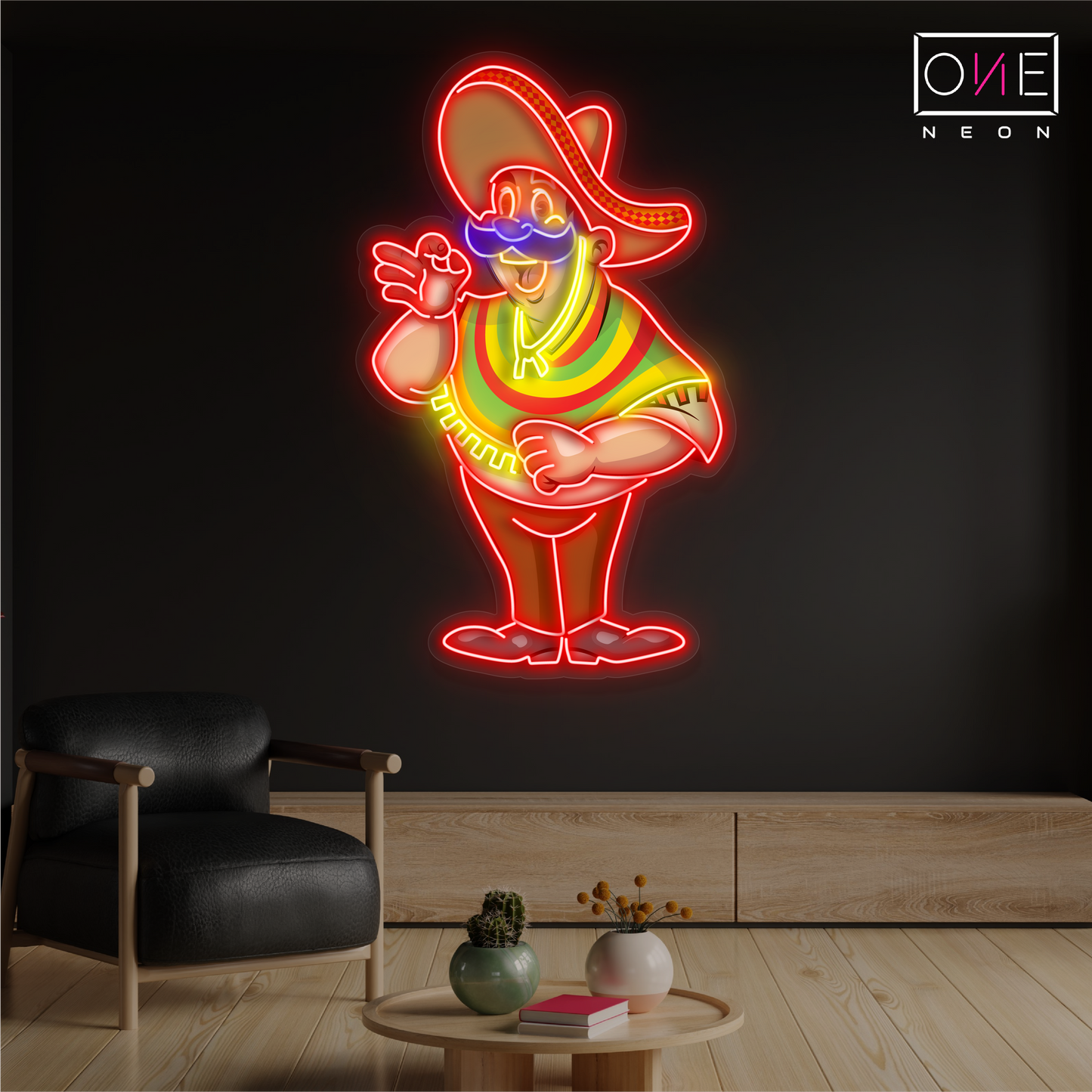 Mustache Amigo Artwork Led Neon Sign