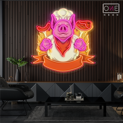 Chef Pig BBQ Artwork Led Neon Sign