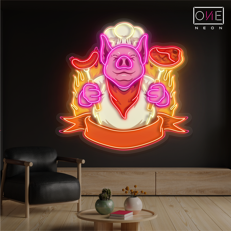 Chef Pig BBQ Artwork Led Neon Sign