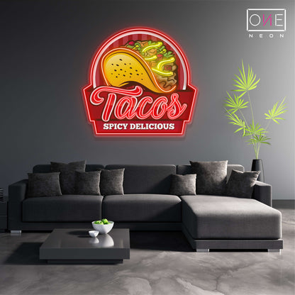 Tacos Spicy Delicious Artwork Led Neon Sign