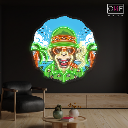 Tropical Monkey Vibes Artwork Led Neon Sign