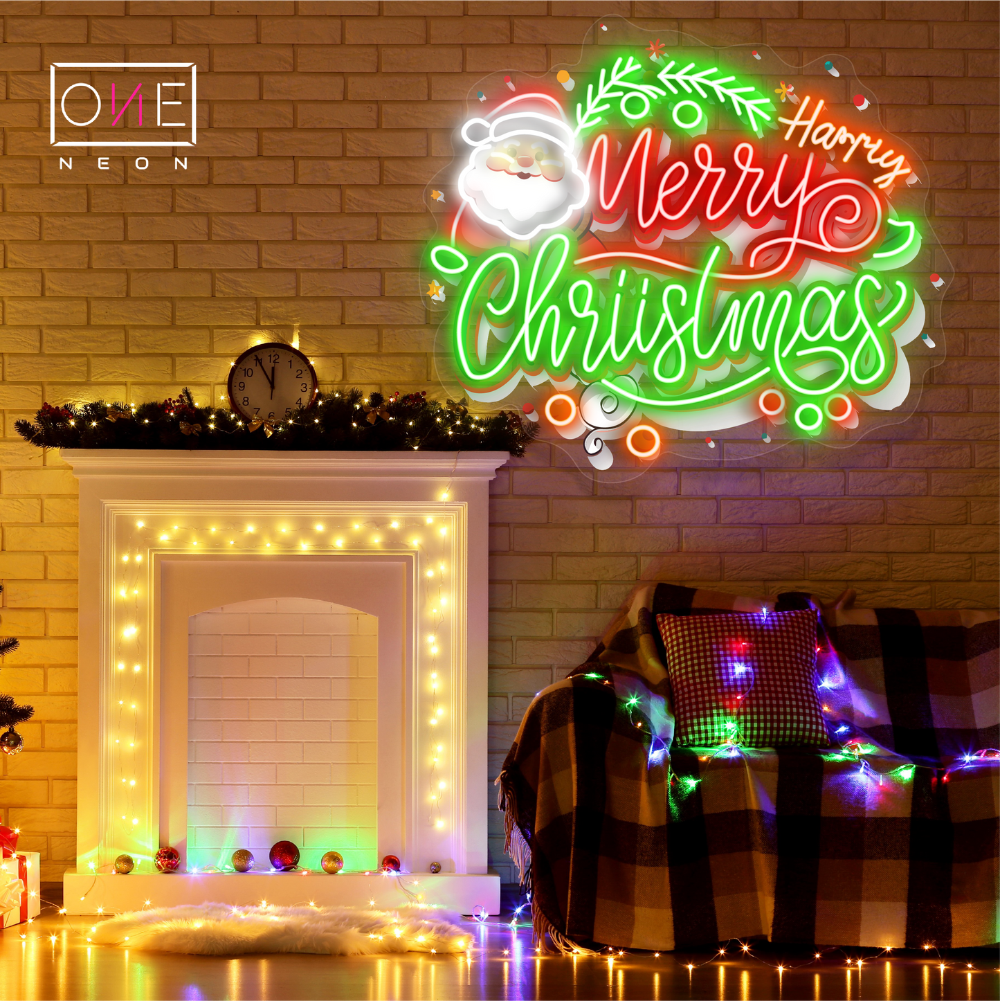 Santa's Merry Christmas Artwork Led Neon Sign