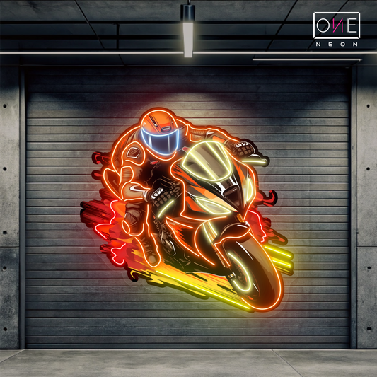 Flaming Rider Artwork Led Neon Sign