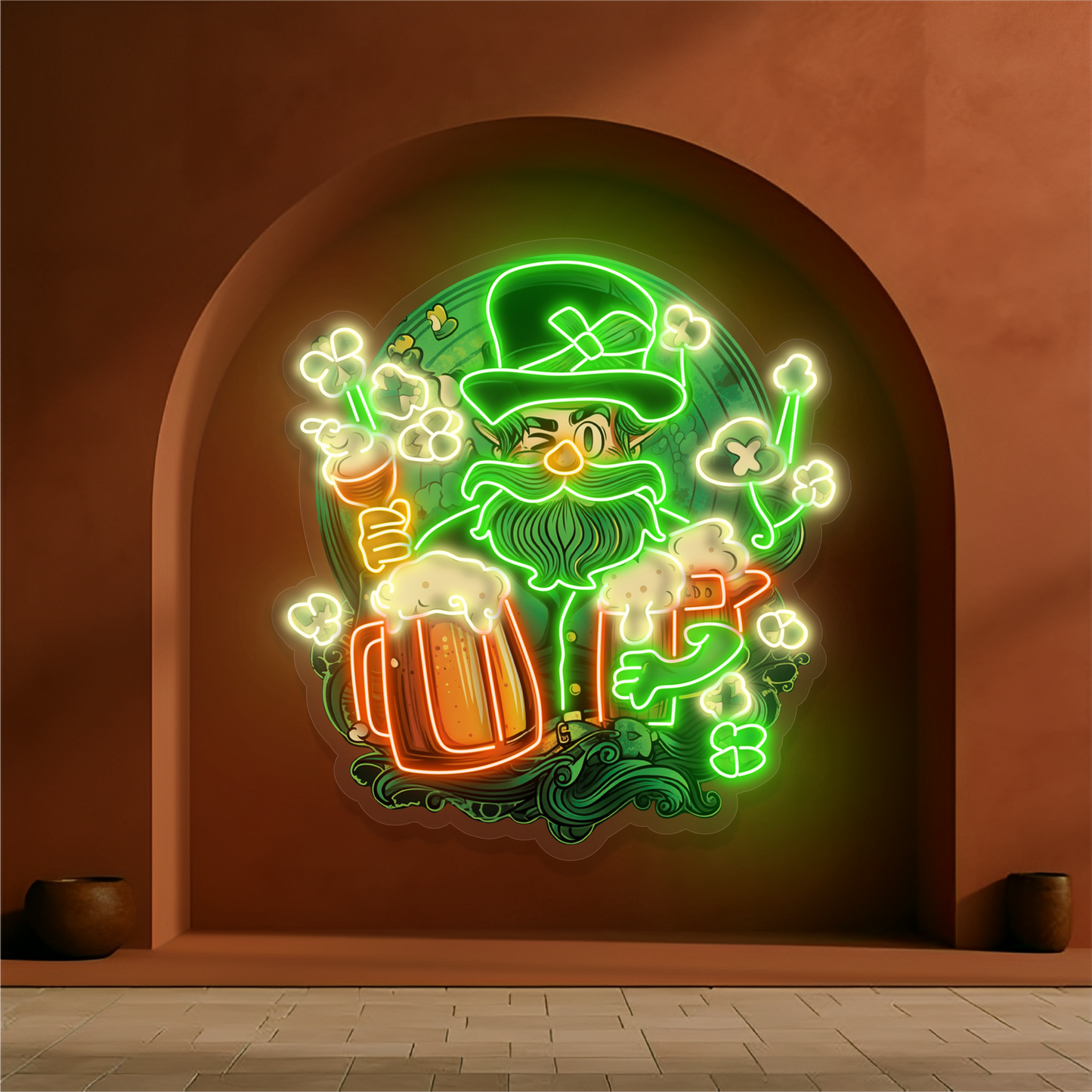 Lucky Leprechaun Brew Artwork Led Neon Sign