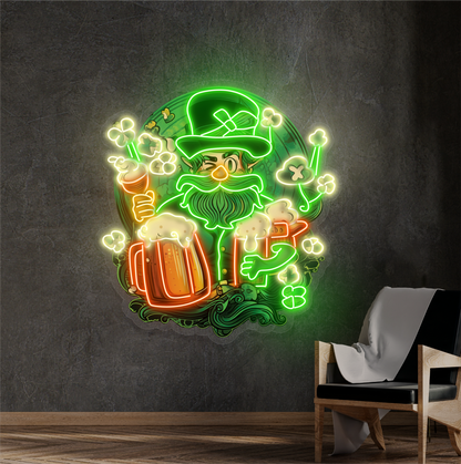 Lucky Leprechaun Brew Artwork Led Neon Sign