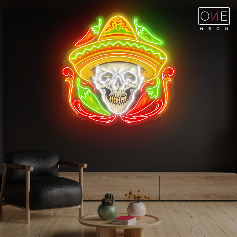 Sombrero Skull Artwork Led Neon Sign