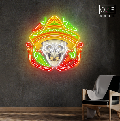 Sombrero Skull Artwork Led Neon Sign