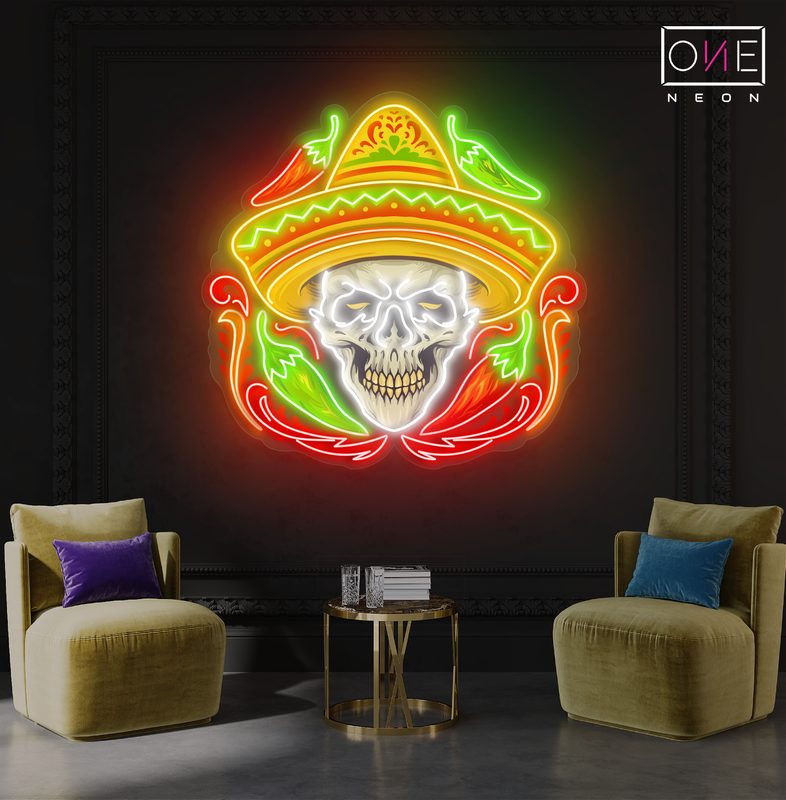 Sombrero Skull Artwork Led Neon Sign