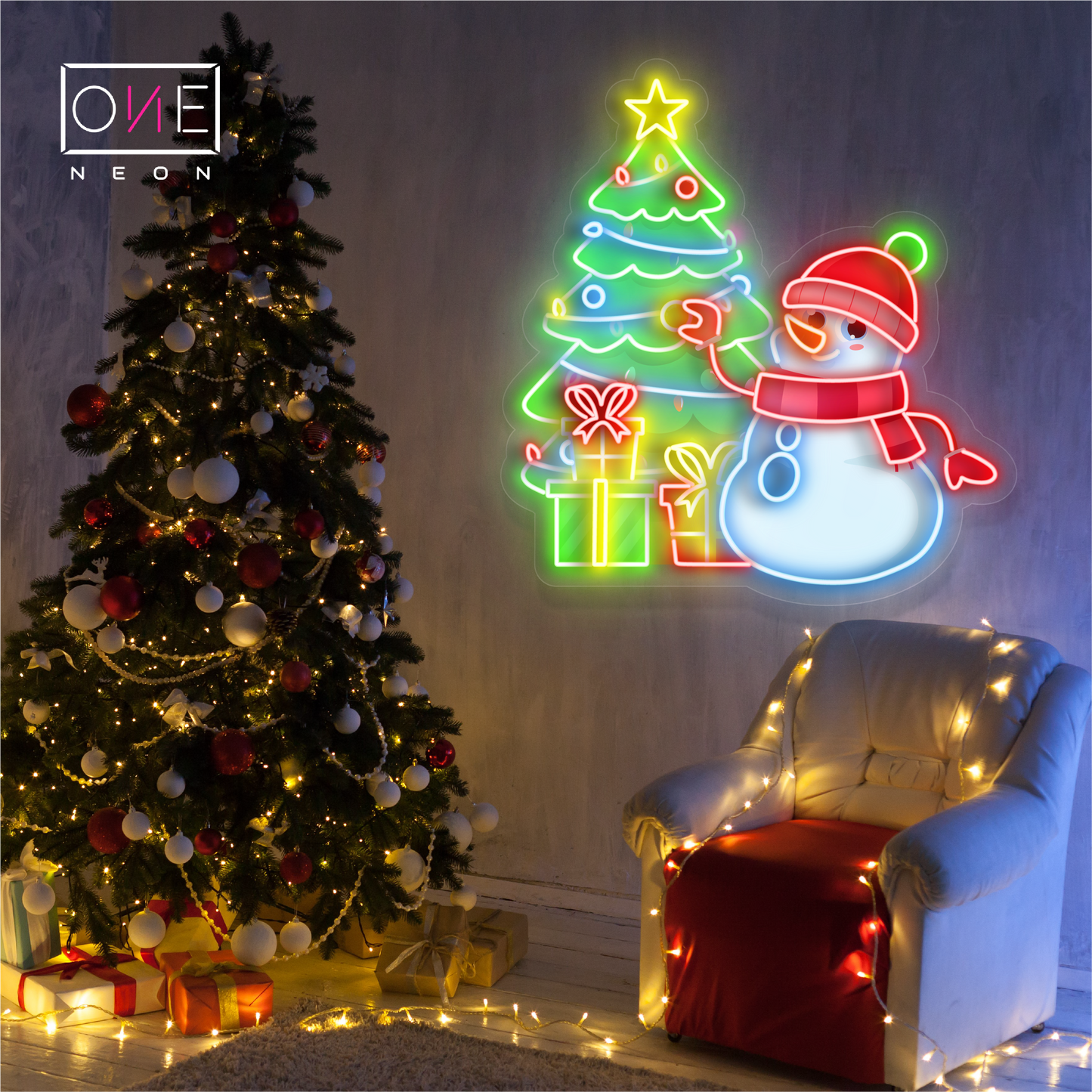 Snowman Christmas Artwork Led Neon Sign