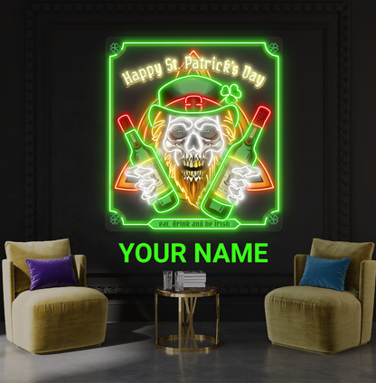 Skull St. Patrick Artwork Led Neon Sign