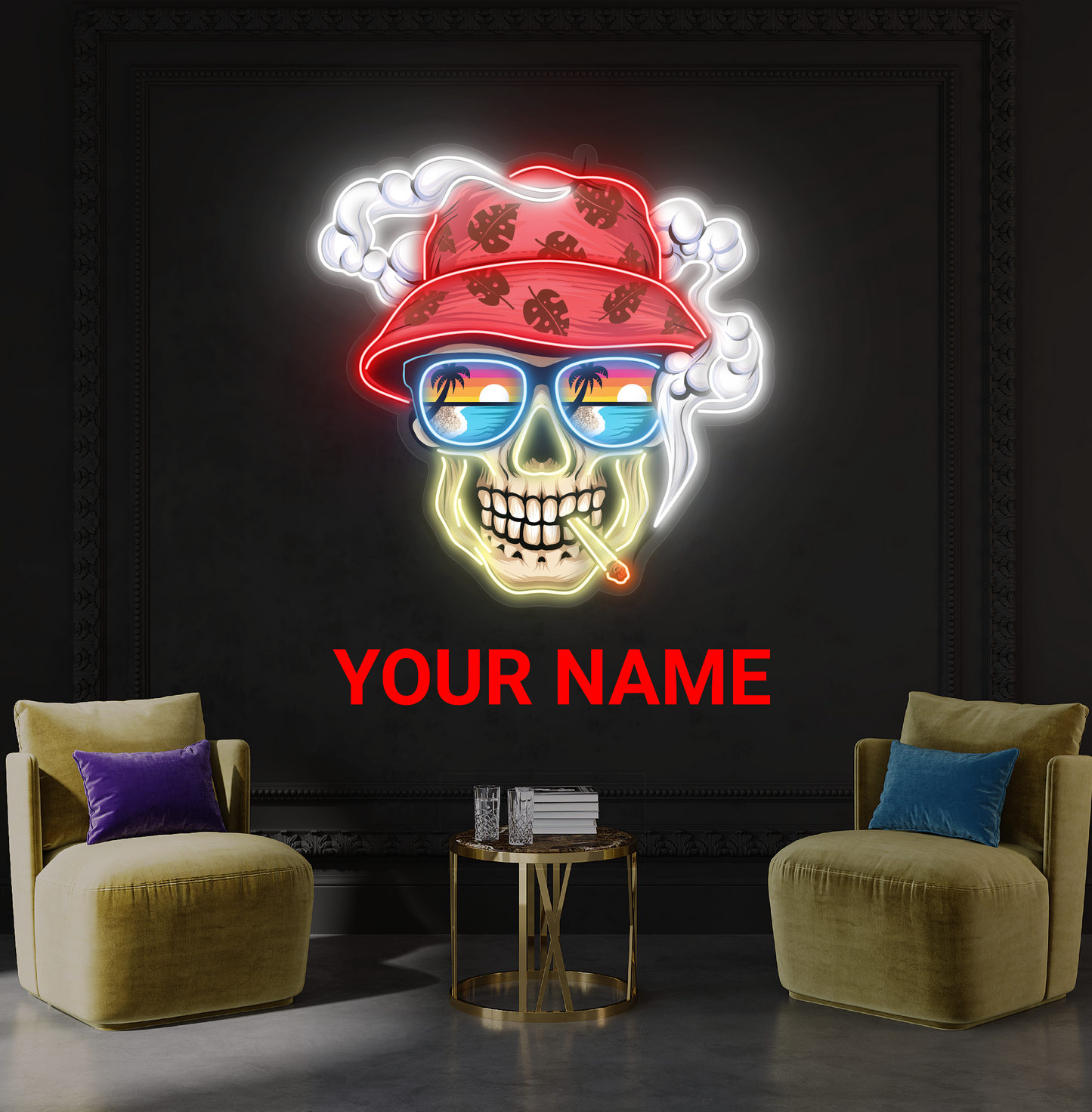 Smoking Skull Artwork Led Neon Sign