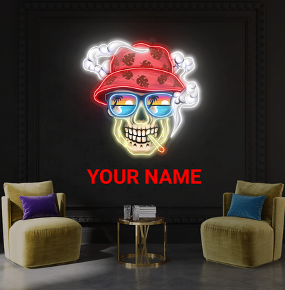 Smoking Skull Artwork Led Neon Sign