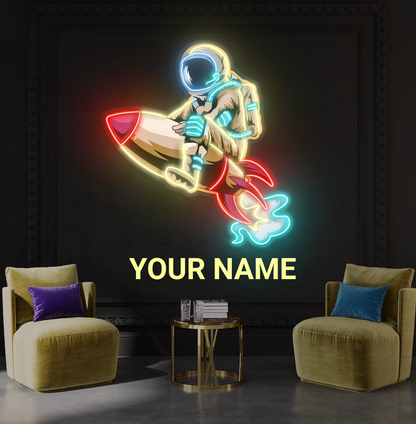 Astronaut Rocket Artwork Led Neon Sign