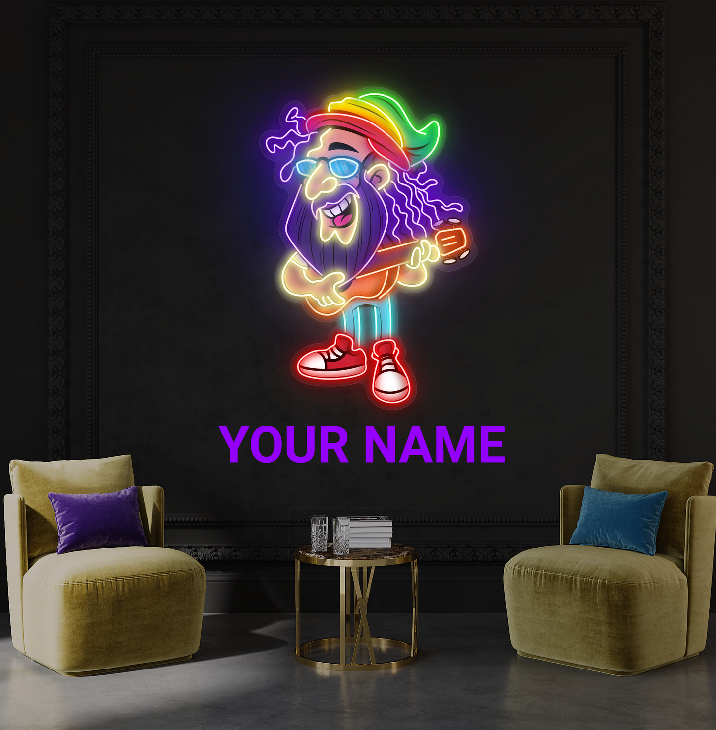 Reggae Guitar Jam Artwork Led Neon Sign