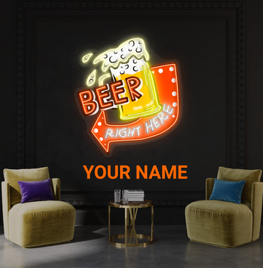 Beer Right Here Artwork Led Neon Sign