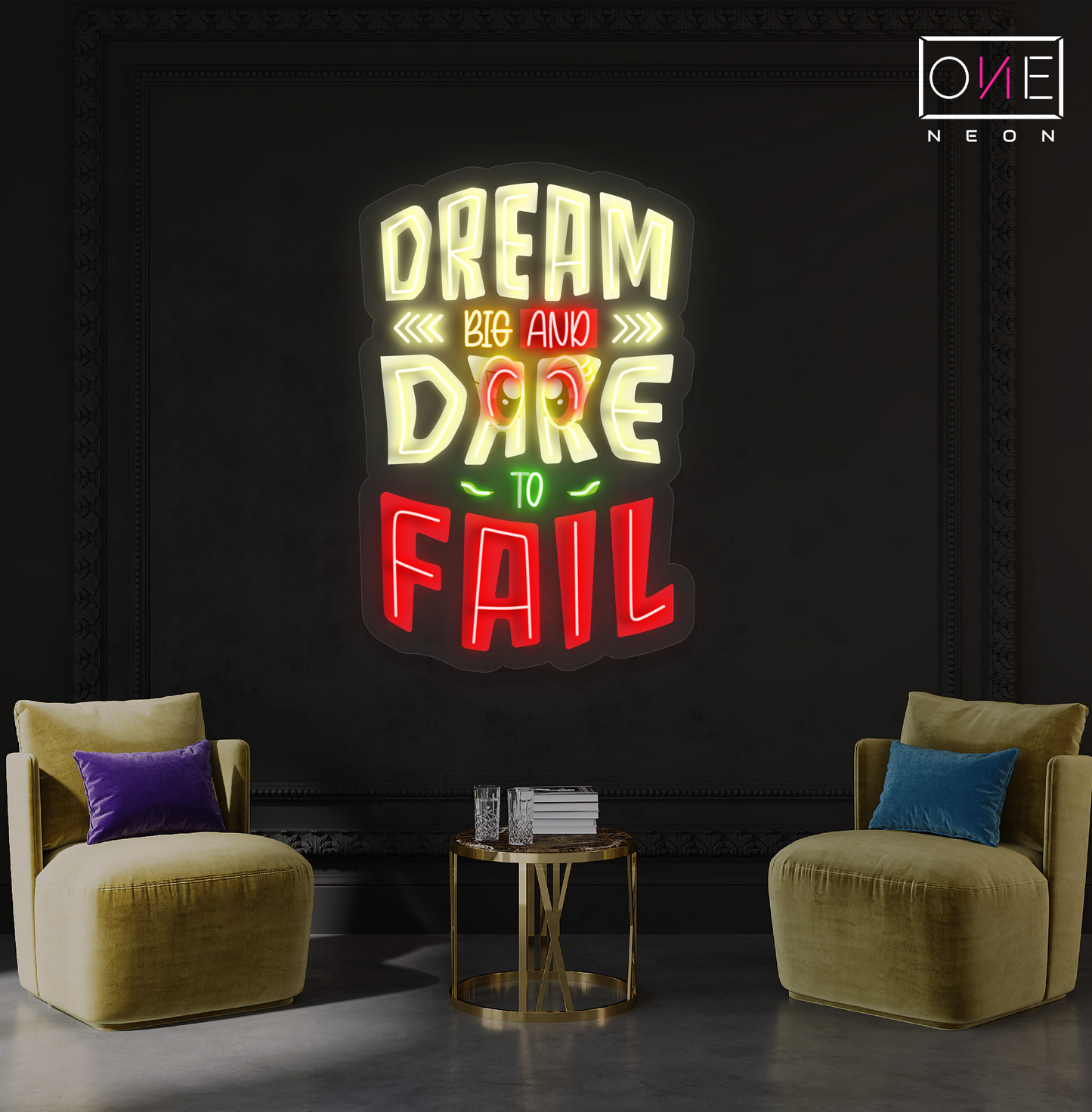 Dream Big and Dare to Fail Artwork Led Neon Sign