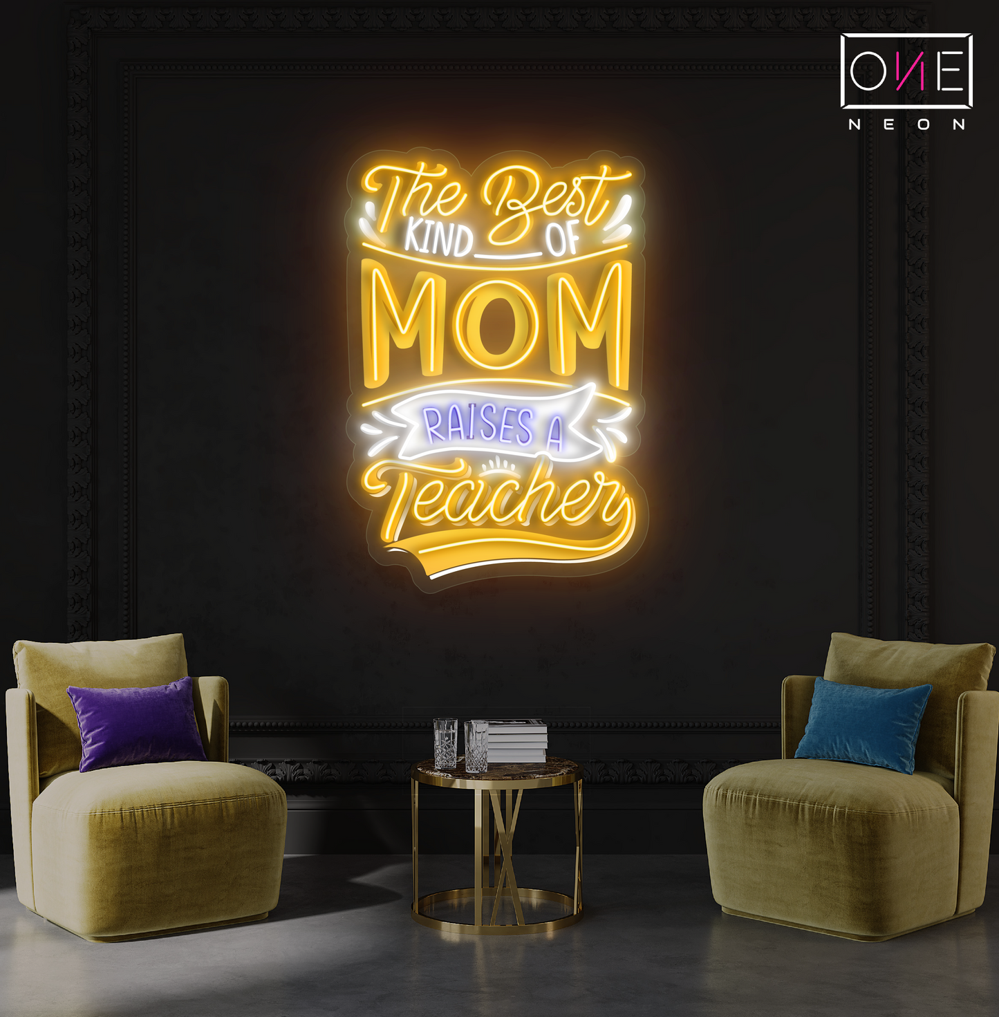 The Best Kind of Mom Raises a Teacher Artwork Led Neon Sign