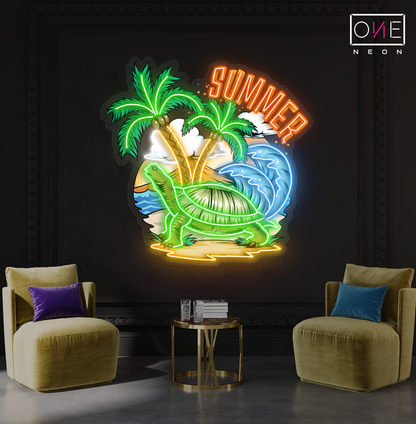 Tropical Turtle Summer Artwork Led Neon Sign