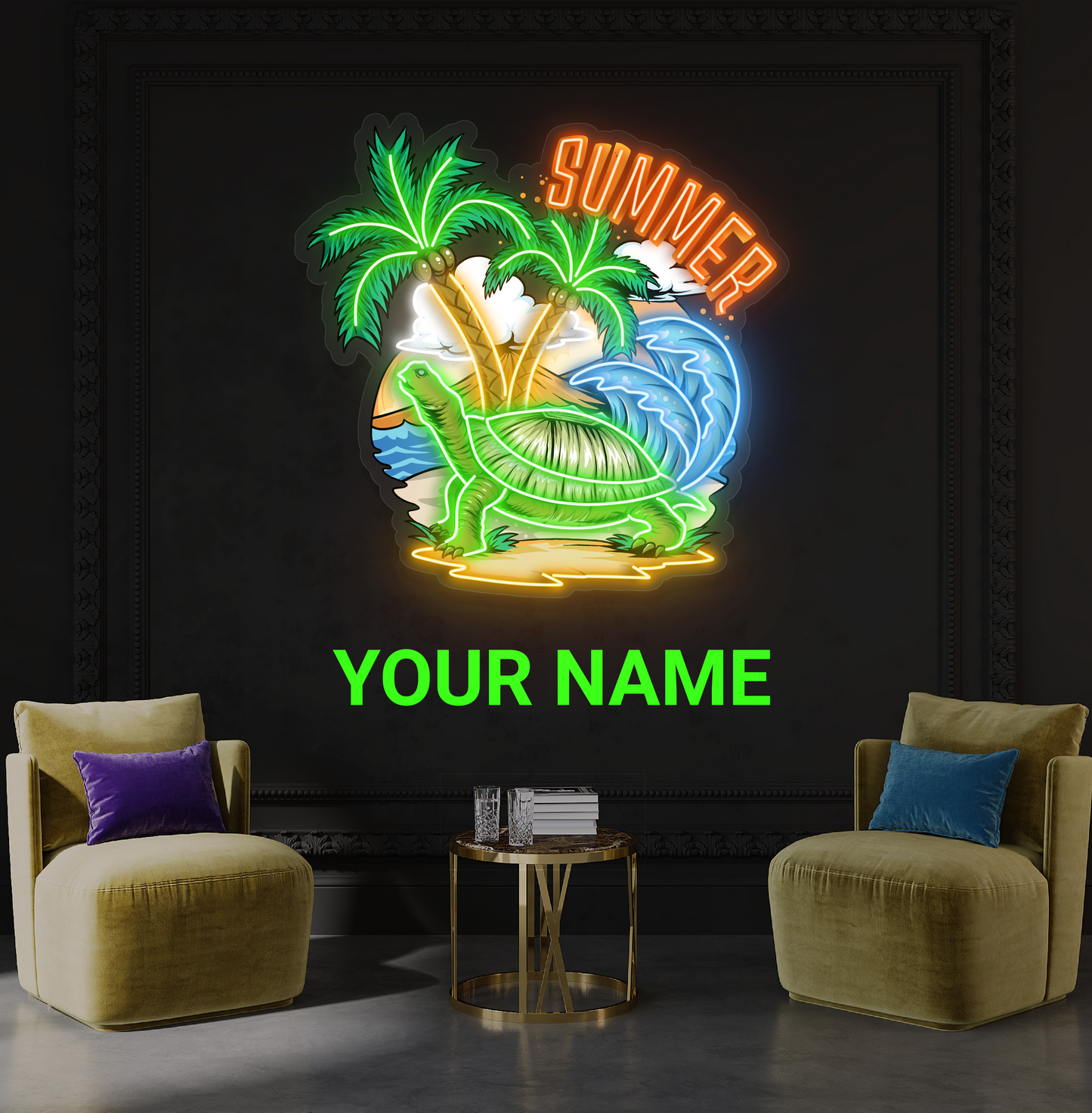 Tropical Turtle Summer Artwork Led Neon Sign