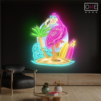 Flamingo Island Artwork Led Neon Sign