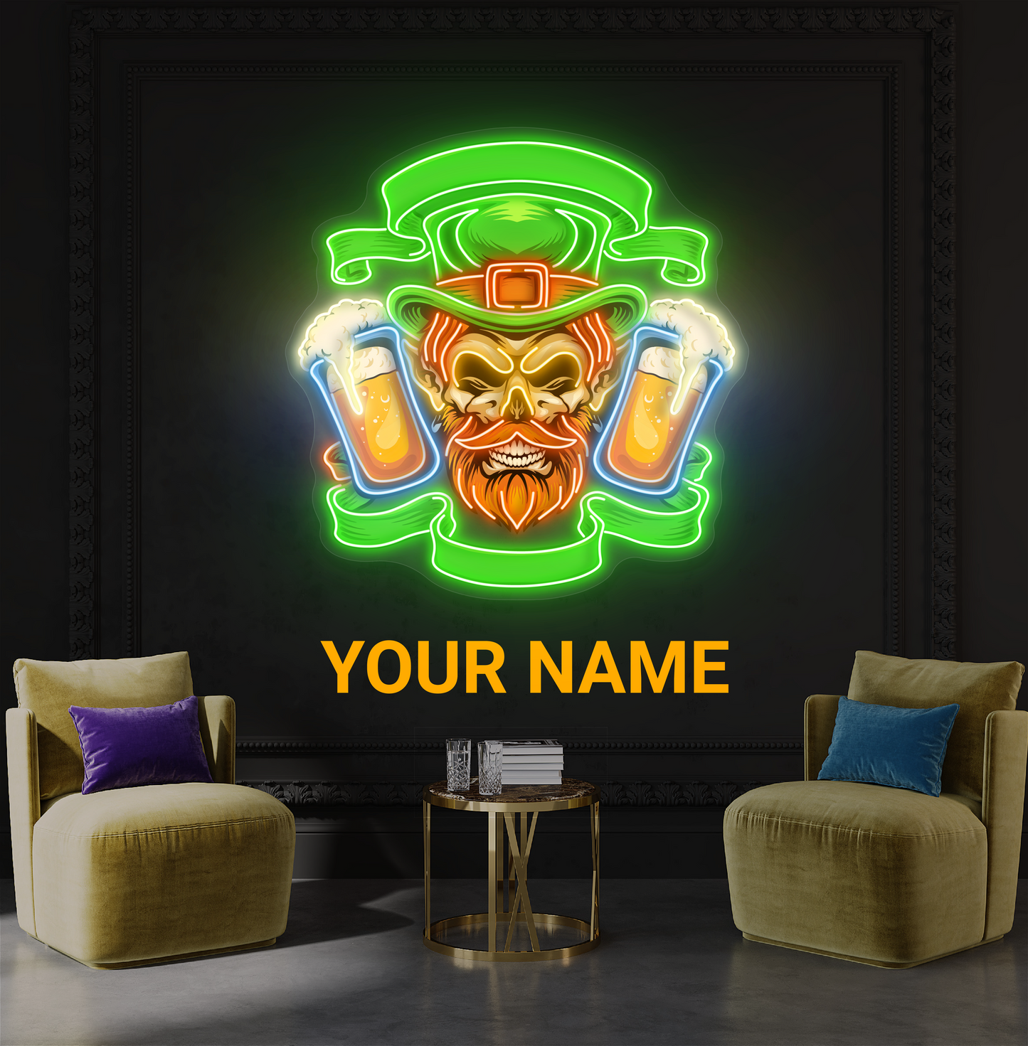 Leprechaun's Double Pint  Artwork Led Neon Sign