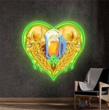 Skull & Beer Artwork Led Neon Sign