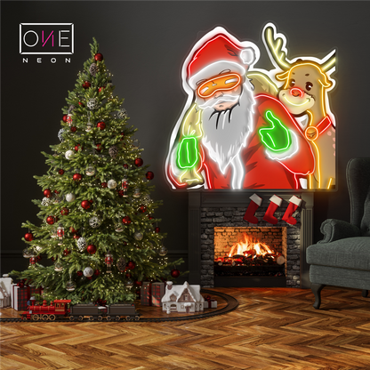 Santa & Rudolph Duo Artwork Led Neon Sign