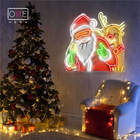 Santa & Rudolph Duo Artwork Led Neon Sign