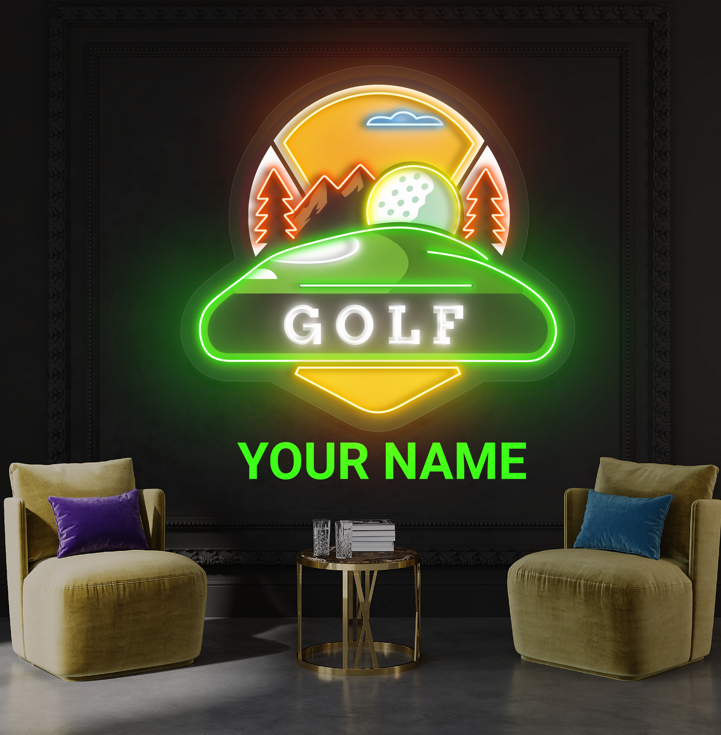 Mountain Golf Artwork Led Neon Sign