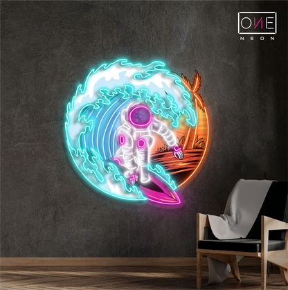 Cosmic Surfer Artwork Led Neon Sign