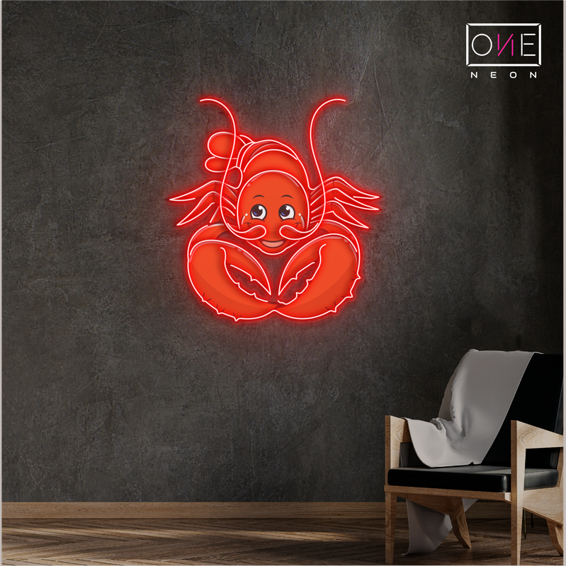 Happy Lobster Artwork Led Neon Sign