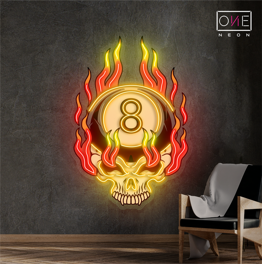 8 Ball Skull Artwork Led Neon Sign