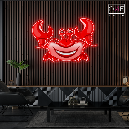 Smiling Crab Artwork Led Neon Sign